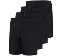 Real Essentials - Confezione da 4: Pantaloncini da Corsa da Uomo da 17,8 cm, in Rete, ad Asciugatura Rapida, Tasche con Cerniera (Disponibili nelle Taglie Big & Tall), Set 1, S