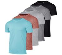 Real Essentials Confezione da 5: Maglietta da Uomo a Maniche Corte Dry Fit Active Girocollo - Maglietta Sportiva da Corsa, Palestra e Allenamento, Set 19, M