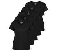 Real Essentials - Confezione da 5 magliette da donna Dry-Fit a maniche corte con scollo a V, per allenamento, fitness, yoga (disponibili in taglie forti), Set da 5., S