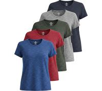 Real Essentials Confezione da 5 magliette da donna Maglietta da donna a maniche corte per allenamento, fitness, pilates, palestra, abbigliamento sportivo (taglie forti), Set da 3., L