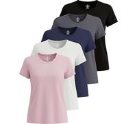 Real Essentials, Confezione da 5 Magliette da Donna Maglietta Sportiva da Donna Dry Fit Tech Stretch a Maniche Corte Girocollo (Disponibile in Taglie Forti), Set da 6., XX-Large