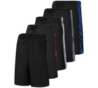Real Essentials, Confezione da 5 Pantaloncini da Basket da Uomo in Tessuto a Rete, Sportivi, ad Asciugatura Rapida, con Tasche, S