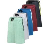 Real Essentials - Confezione da 5 Pantaloncini Sportivi da Uomo Dry-Fit, Resistenti al Sudore, L