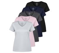 Real Essentials Ladies Dry Fit V Neck T-Shirt, Set da 6, L Donna