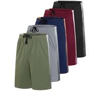 Real Essentials Mens Mesh Shorts Active Wear Athletic Short Men Basketball Pockets Workout Gym Soccer Running Summer Fitness Quick Dry Casual Clothes Sport Training Hiking, Set 9, M, Pack of 5