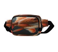 Real Fish - Marsupio quadrato a doppio strato con cinturino regolabile. Marsupio con cerniera, multitasche, marsupio sportivo per escursionismo, jogging, corsa.