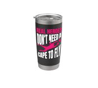 Real Heroes Don't Need A Cape To Fly Ragazza Portiere Bicchiere termico in acciaio inox doppia parete