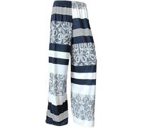 REAL LIFE FASHION LTD Pantaloni da donna a palazzo a gamba larga con stampa cachemire in vita elasticizzata ampia loungewear vestibilità ampia pantaloni stampati casual abbigliamento estivo per feste