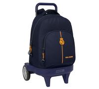 Real Madrid 2a squadre 24/25 - Zaino grande con ruote, Compact Evoluzione, rimovibile, ideale per bambini di diverse età, comodo, versatile, qualità, resistenza, 33 x 22 x 45 cm, colore blu marino,