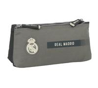 Real Madrid, 3 ° set 24/25, borsa per la scuola dei bambini, con cerniera semplice, ideale per bambini di diverse età, confortevole e versatile, qualità e resistenza, 22 x 8 x 10 cm, grigio, M, Casual