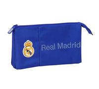 Real Madrid, astuccio triplo, astuccio per bambini, ideale per bambini in età scolastica, comodo e versatile, qualità e resistenza, 22 x 3 x 12 cm