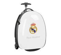 Real Madrid Attrezzatura 25/26 - Trolley da cabina 16 pollici, valigia con ruote, lucchetto di sicurezza, valigia leggera, 28 x 23 x 43 cm, bianco, M, Casual