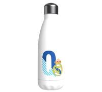 CYPBRANDS Real Madrid - Bottiglia d'acqua in acciaio inox, chiusura ermetica, con motivo lettera Q in blu, 550 ml, colore: bianco, prodotto ufficiale