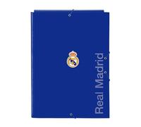 Real Madrid - Cartella portadocumenti con 3 fogli, ideale per bambini di diverse età, comoda e versatile, qualità e resistenza, 26 x 36,5 cm