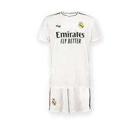 Real Madrid Kit Bambino Prima Maglia e Pantaloncini Stagione 24/25, Bianca, 4 Anni, Replica Home con Licenza Ufficiale