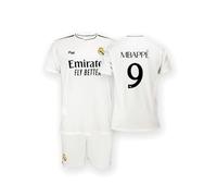 Real Madrid Kit Bambino Prima Maglia e Pantaloncini Stagione 24/25, Mbappé, 14 Anni, Replica Home con Licenza Ufficiale