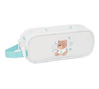Real Madrid Prescolastico bianco - Astuccio doppio bambino, ideale per bambini in età scolastica, comodo e versatile, qualità e resistenza, 21 x 6 x 8 cm