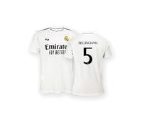 Real Madrid Prima Maglia Stagione 24/25, Bellingham, 8 Anni, Replica Home con Licenza Ufficiale