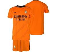 Real Madrid - Set T-shirt e pantaloni seconda stagione 24/25, arancione, bambini, replica con licenza ufficiale, arancione, 4 Anni