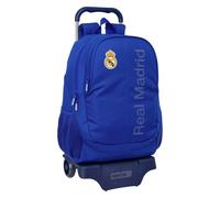 Real Madrid - Zaino scuola con carrello, ideale per bambini di diverse età, comodo e versatile, qualità e resistenza, 33 x 15 x 43 cm