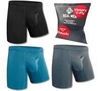 Real Men - Boxer da Uomo, Confezione da 1, 3 e 6 Pezzi, in Modal, D Pouch 7" 3 Pack - Nero Blu Grigio, X-Small