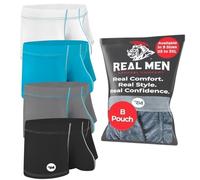 Real Men - Confezione da 1 o 4 Boxer da Uomo in Nylon da 7,6 cm, in Seta di Ghiaccio, Taglie XS - 5XL, con Ampio Spazio per i Gioielli di Famiglia, con Sacca Disponibile nelle Misure A, B, C, D,