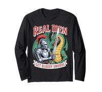Real Men Get Bloody Swords Cavaliere Drago Uomo Maglia a Manica