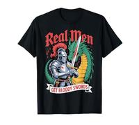 Real Men Get Bloody Swords Cavaliere Drago Uomo Maglietta