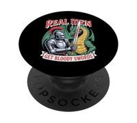 Real Men Get Bloody Swords Cavaliere Drago Uomo PopSockets PopGrip Adesivo