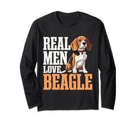 Real Men Love Beagle Design per Il Proprietario del Cane Beagle Maglia a Manica
