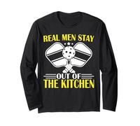 Real Men Stay Out of the Kitchen Funny Pickleball per uomo Maglia a Manica