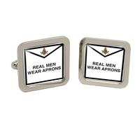 Real Men Wear Grembiuli Gemelli Masonic Square In Chrome Con Scatola