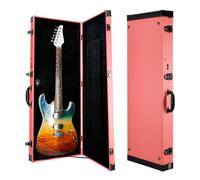 REAL MISSION Custodia rigida per chitarra elettrica, adatta per chitarre Fender Strat, Tele e standard, custodia rigida portatile a 4 strati con comoda impugnatura, chiusura sicura in metallo (rosa