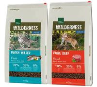 REAL NATURE Kit Multigusto 2x7KG Wilderness Cat Fresh Water + Pure Beef SALMONE MANZO