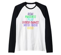 Real Parents Play Video Games with Their Kids Gamer Mom Dad Maglia con Maniche Raglan