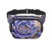 Real Peonies Fitness borsa a tracolla da viaggio, alla moda e casual, marsupio quadrato a doppio strato, nero, taglia unica, Nero, One Size