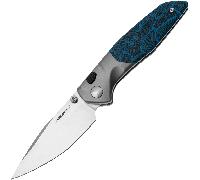 Real Steel Hoeft | Satinato | Titanio Argento & Blu Damasco G10 RE-7901DB