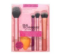 Real Techniques Brushes Everyday Essentials confezione regalo pennello blush 1 pz + pennello ombretti 1 pz + pennello illumminante 1 pz + pennello fondotinta 1 pz + spugnetta 1 pz donna