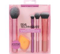 Real Techniques Brushes Everyday Essentials confezione regalo pennello blush 1 pz + pennello ombretti 1 pz + pennello illumminante 1 pz + pennello fondotinta 1 pz + spugnetta 1 pz donna
