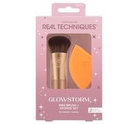 REAL TECHNIQUES Glowstorm Mini Brush + Sponge Kit, 2 Piece Gift Set