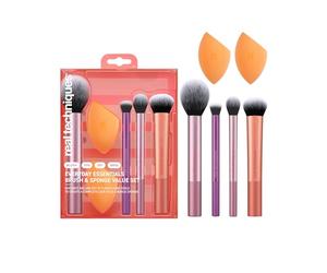 Real Techniques Kit di spugne da trucco Everyday Essentials +, 4 pennelli da trucco e 2 spugne da trucco,set da 6 pezzi