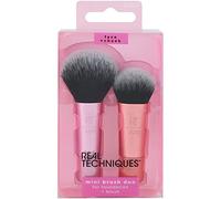 REAL TECHNIQUES Mini Brush Foundation and Blush Duo, Travel Size, For Loose Blush and Liquid Foundation, 2 Piece Set, Multicolor