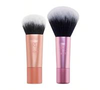 Real Techniques Mini Pennello Fondotinta e Blush Duo, Formato da Viaggio, Per Blush in Polvere e Fondotinta Liquido, Set da 2 Pezzi Fibra sintetica