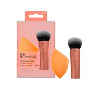 REAL TECHNIQUES Mini Travel Duo, set da 2 pezzi: set di pennelli da trucco multi, a forma di cupola, sintetici, cruelty free, vegani