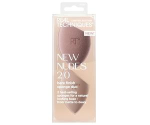 Real Techniques New Nudes Bare Finish Sponge Duo, Beauty Sponges for Liquid Foundation, Skin Tint & Concealer, Light-to-Full Coverage, Latex-Free Makeup Sponges, Cruelty-Free, 2 Count