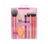 Real Techniques Brushes Everyday Essentials confezione regalo pennello blush 1 pz + pennello ombretti 1 pz + pennello illumminante 1 pz + pennello fondotinta 1 pz + spugnetta 1 pz donna