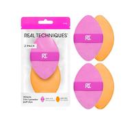 Real Techniques Spugna in polvere 2 in 1 Miracle, bifacciale, a misura intera, per miscelare il trucco, con fascia elastica reversibile,2 pezzi