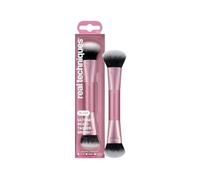 Real Techniques Ultimate Multi Tasker Brush, Dual-Ended Makeup Brush for Foundation, Blush Bronzer & Powder, Precision Sculpting & Blending, UltraPlush Bristles, Cruelty-Free, 1 Count