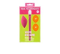 Real Techniques Vivid Escape - Set di 4 correttori per occhi luminosi, include pennello da trucco a forma di zampa di gattino, piumino in polvere e spugna per sfumare il trucco, occultamento mirato
