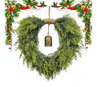 Real Touch Pine Greath - PP Metal 50cm | Ghirlanda Ago Di Pino Con Campana Di Ferro Vintage Rustico | Green Liine Green Weatth Per La Parete Della Porta D'ingresso Decorazione Per Le Vac